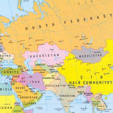 نقشه ترکی آسیای مرکزی، آسیای صغیر و خاورمیانه