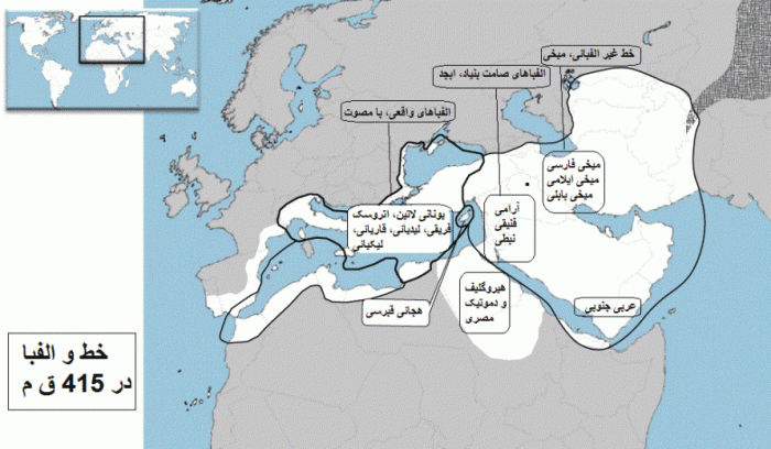گروه های اصلی نوشتاری در خاورمیانه و اروپا - سال 415 ق م